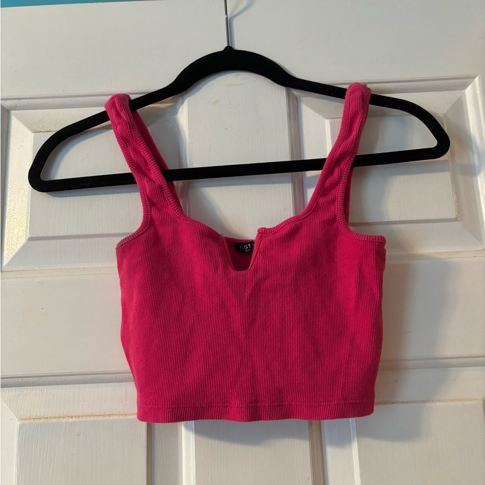 Pink Ribbed Women's Crop Top